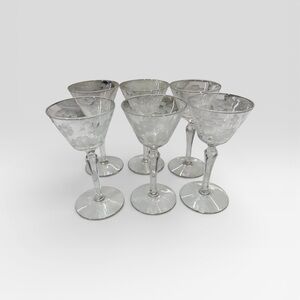 Libbey Glenmore Etched Floral Liquor Glasses Set Of 6